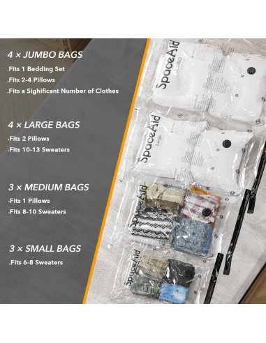 Bolsas de Almacenamiento SpaceAid 14 con Bomba Eléctrica