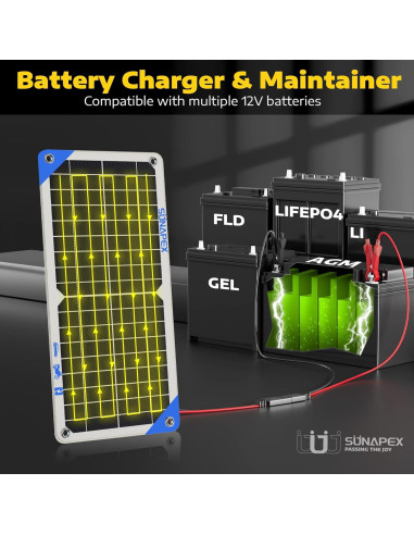 Cargador Solar SUNAPEX 10W 12V Portátil Impermeable