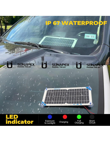 Cargador Solar SUNAPEX 10W 12V Portátil Impermeable