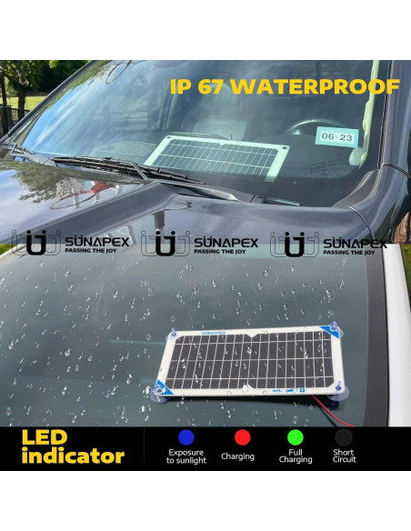 Cargador Solar SUNAPEX 10W 12V Portátil Impermeable