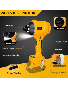 Soplador de Polvo Inalámbrico HUICCN 20V 447 MPH para DeWalt 2