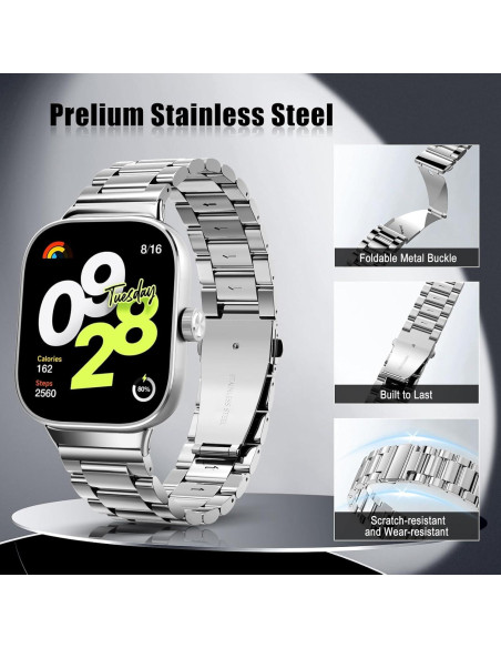 TiMOVO Banda Acero Inoxidable para Xiaomi Redmi Watch 4