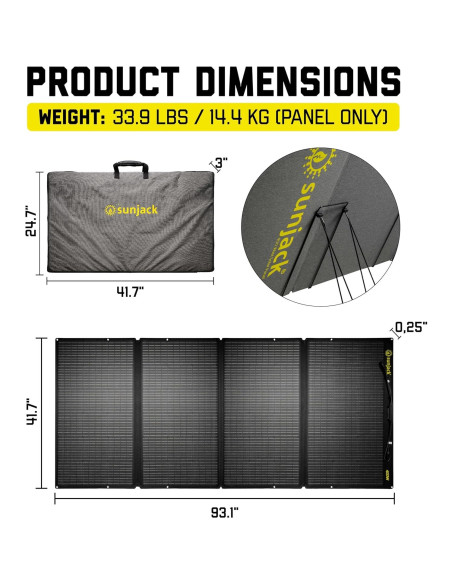 Cargador Solar SunJack 400W Plegable Impermeable 48V