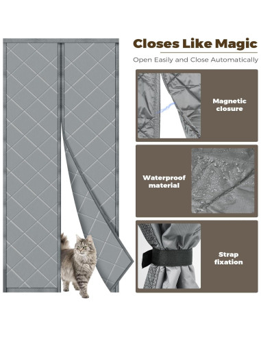 Cortina Aislante Magnética Mrsenloi 81x203 cm Gris