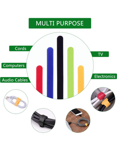 Correas de Cable OneLeaf 60 Pcs Multiusos Ajustables