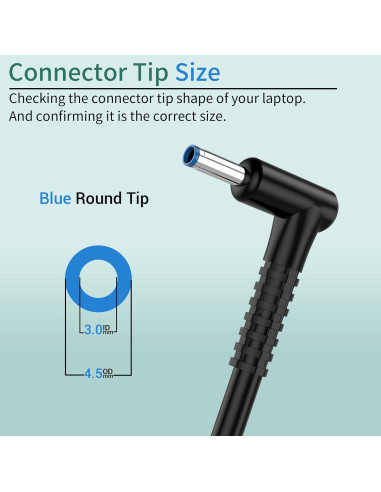 Cargador 65W HP ProBook Envy Pavilion EliteBook Punta Azul