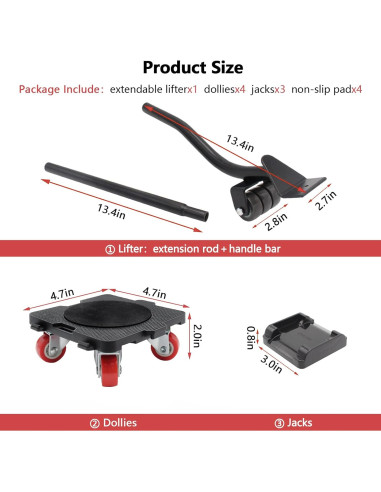 Juego de Mover Muebles ONEON con Ruedas y Elevador 299 kg
