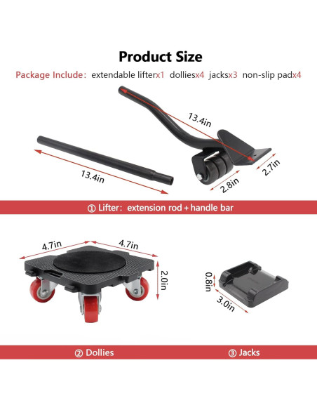 Juego de Mover Muebles ONEON con Ruedas y Elevador 299 kg Juego de Mover Muebles ONEON con Ruedas y Elevador 299 kg
