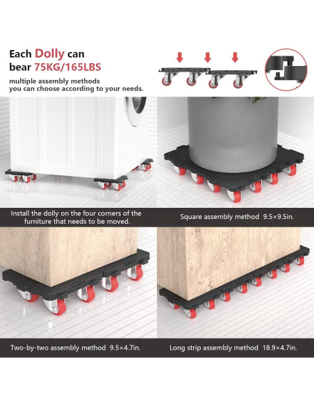 Juego de Mover Muebles ONEON con Ruedas y Elevador 299 kg Juego de Mover Muebles ONEON con Ruedas y Elevador 299 kg