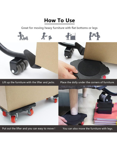 Juego de Mover Muebles ONEON con Ruedas y Elevador 299 kg