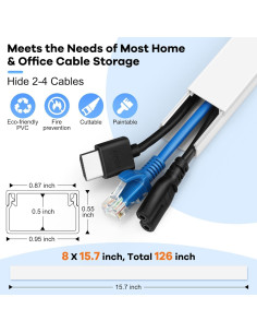 Kit de ocultación de cables ZhiYo 8 piezas 40cm blanco 2
