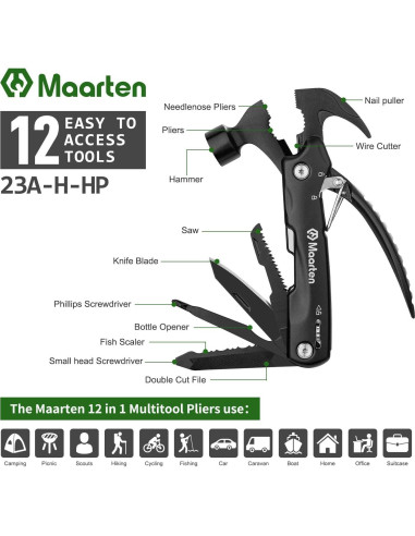 Martillo Multiherramienta Maarten 12 en 1 Acero Inoxidable