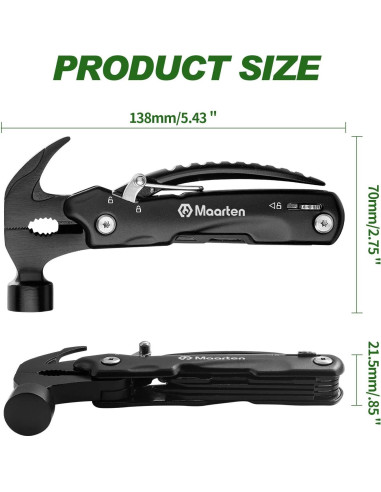 Martillo Multiherramienta Maarten 12 en 1 Acero Inoxidable