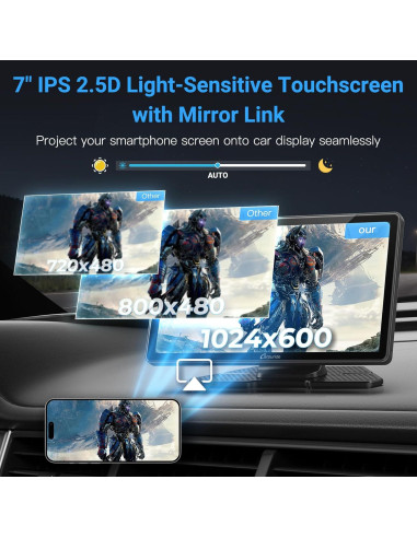 Carpuride W703 CarPlay 7" IPS con Cámara 4K y 1080P