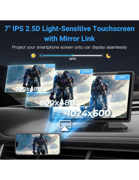Carpuride W703 CarPlay 7" IPS con Cámara 4K y 1080P