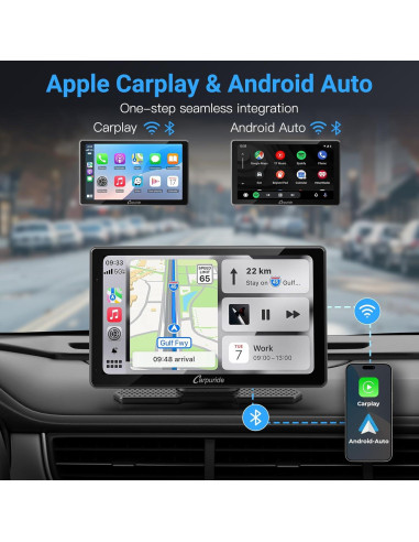 Carpuride W703 CarPlay 7" IPS con Cámara 4K y 1080P