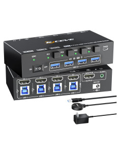 Conmutador KVM HDMI 4 Puertos KCEVE 8K 60Hz USB 3.0