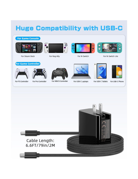 Cargador Rápido Klipdasse 65W USB-C para Steam Deck y más