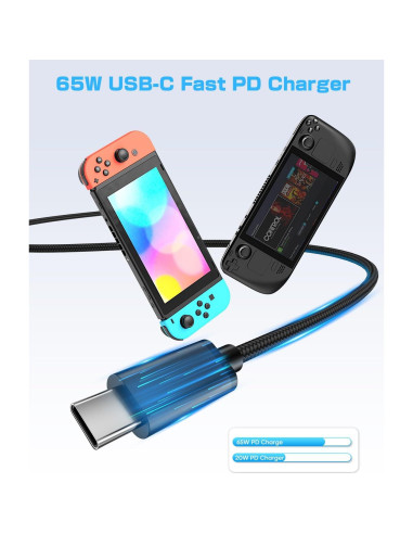 Cargador Rápido Klipdasse 65W USB-C para Steam Deck y más