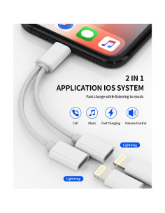 Adaptador Lightning Doble a Jack y Carga Zoyuzan 2 en 1 2