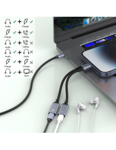 Adaptador 2 en 1 Lightning a Jack y Cargador para iPhone 2