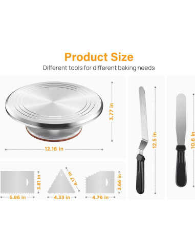 Kootek Soporte Giratorio de Pasteles 30,48 cm + Kit 35 Piezas