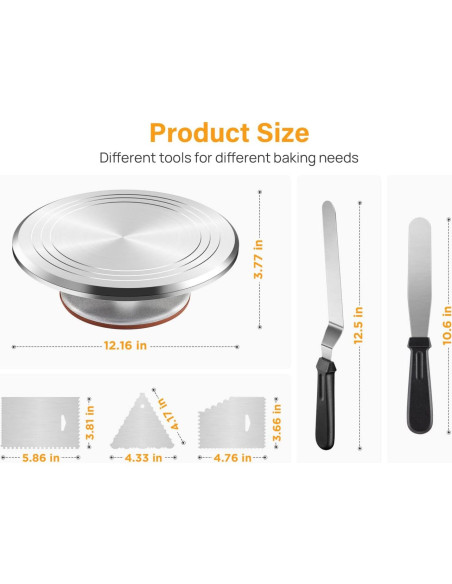 Kootek Soporte Giratorio de Pasteles 30,48 cm + Kit 35 Piezas