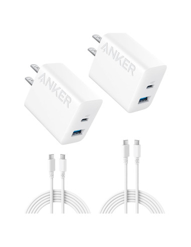 Cargador Anker 20W USB-C Rápido 2-Pack Blanco