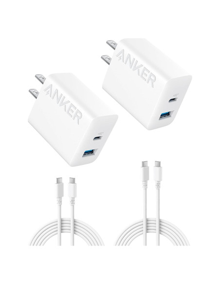 Cargador Anker 20W USB-C Rápido 2-Pack Blanco