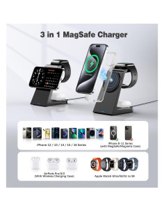Cargador Inalámbrico Magnético 3 en 1 Apple Q6 20W Negro 2
