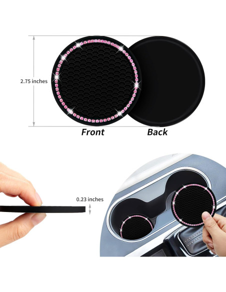 Posavasos de Coche Senose 6.99 cm Silicona Antideslizante 2 Pcs