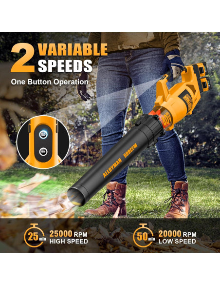 Soplador de Hojas Inalámbrico Alloyman 40V 500CFM Ligero