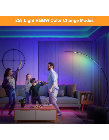 Lámpara de Pie E.P. Light Arqueada 177.8 cm RGBW Control Remoto