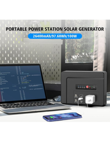 Estación de Energía Portátil Powkey 100W + Panel Solar 30W