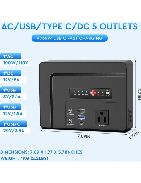 Estación de Energía Portátil Powkey 100W + Panel Solar 30W