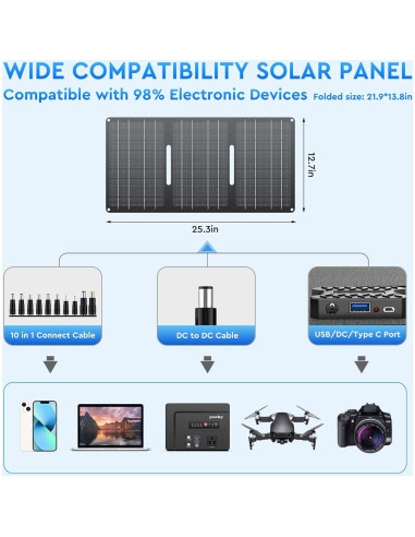 Estación de Energía Portátil Powkey 100W + Panel Solar 30W