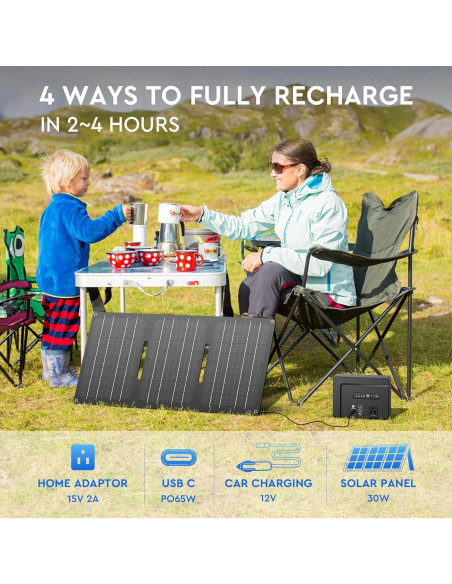Estación de Energía Portátil Powkey 100W + Panel Solar 30W