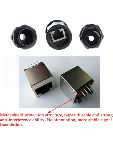 5 Conectores RJ45 a Prueba de Agua Anmbest Cat5/6 IP67
