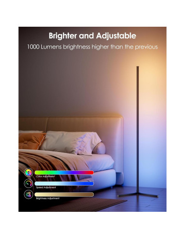 Lámpara de Pie LED RGB CCACC 165 cm Control Remoto APP