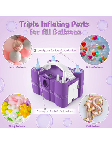 Bomba de Aire Eléctrica Keaibuding 3-en-1 para Globos