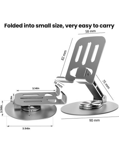 Soporte de Teléfono Lusosh Ajustable 360 Metal Gris