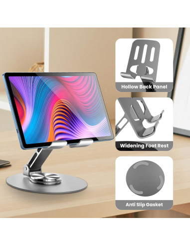 Soporte de Teléfono Lusosh Ajustable 360 Metal Gris