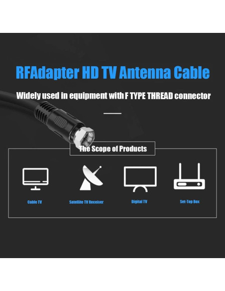 Cable Coaxial 0.3m RFAdapter - Paquete de 2 con Conectores F