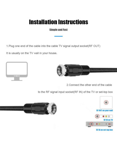 Cable Coaxial 0.3m RFAdapter - Paquete de 2 con Conectores F