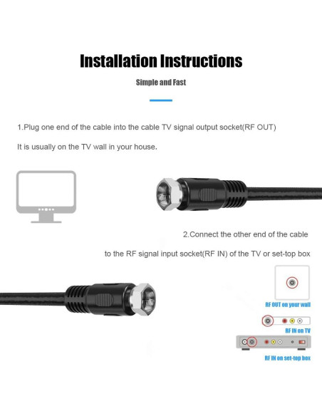 Cable Coaxial 0.3m RFAdapter - Paquete de 2 con Conectores F