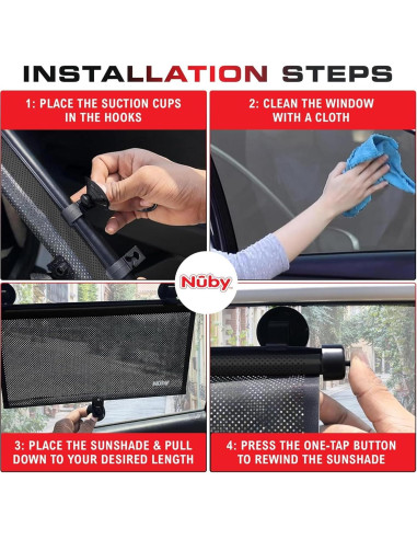 Nuby Protector Solar Ventana Lateral Vehículo 2 Pzas Negro