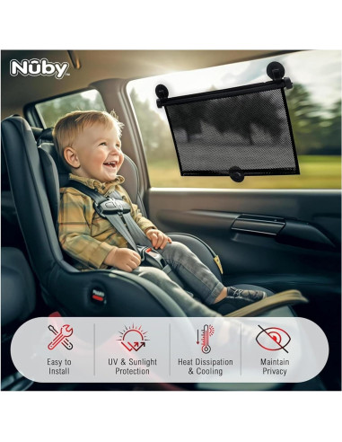 Nuby Protector Solar Ventana Lateral Vehículo 2 Pzas Negro