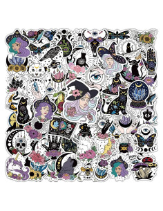 Calcomanías de Brujas MiStar 64 Piezas Vinilo Impermeable