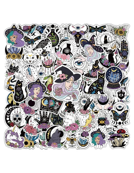Calcomanías de Brujas MiStar 64 Piezas Vinilo Impermeable