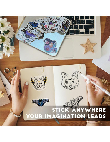 Calcomanías de Brujas MiStar 64 Piezas Vinilo Impermeable